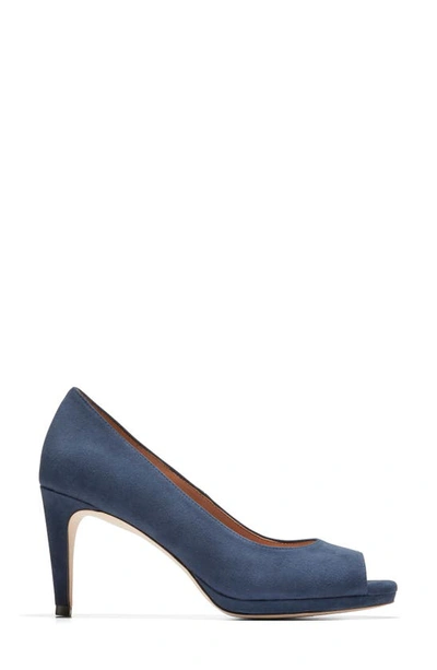 Cole Haan Drado Peep Toe Pump In Navy Blazer Suede