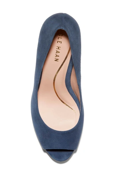 Cole Haan Drado Peep Toe Pump In Navy Blazer Suede