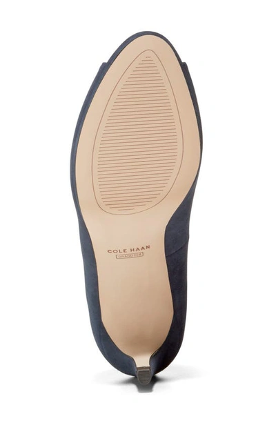 Cole Haan Drado Peep Toe Pump In Navy Blazer Suede