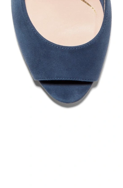 Cole Haan Drado Peep Toe Pump In Navy Blazer Suede