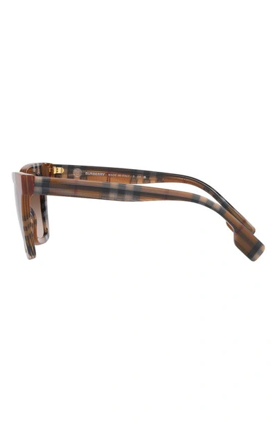 Shop Burberry 53mm Irregular Square Sunglasses In Check Brown/ Gradient Brown