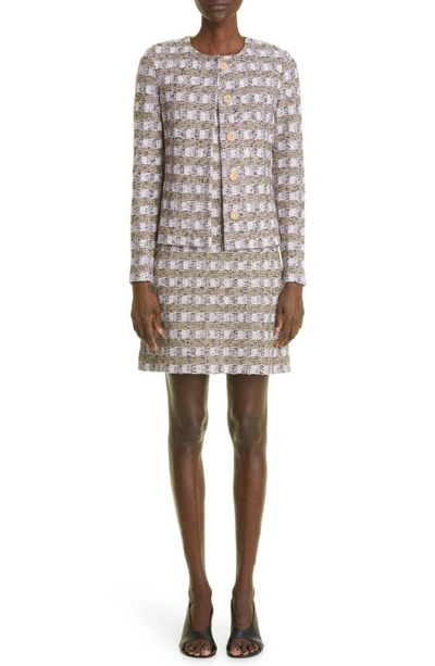 St John Tweed Jacket In Camel Multi