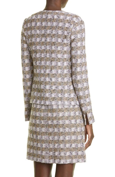 St John Tweed Jacket In Camel Multi