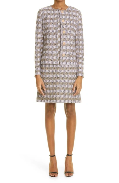 St John Tweed Jacket In Camel Multi