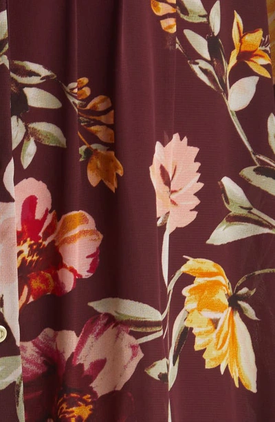 Julia Jordan Floral Print Pleated Long Sleeve A-line Dress In Brown Multi