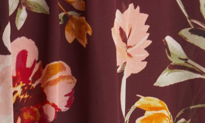 Julia Jordan Floral Print Pleated Long Sleeve A-line Dress In Brown Multi
