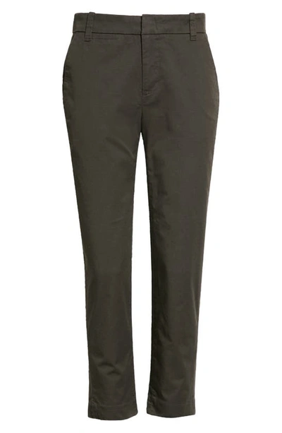 Vince Crop Stretch Cotton Chinos In Deep Laurel