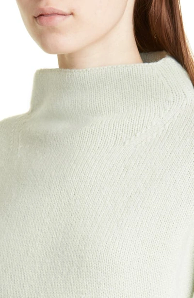 Shop Vince Marled Funnel Neck Wool Blend Sweater In Celery/ Off White