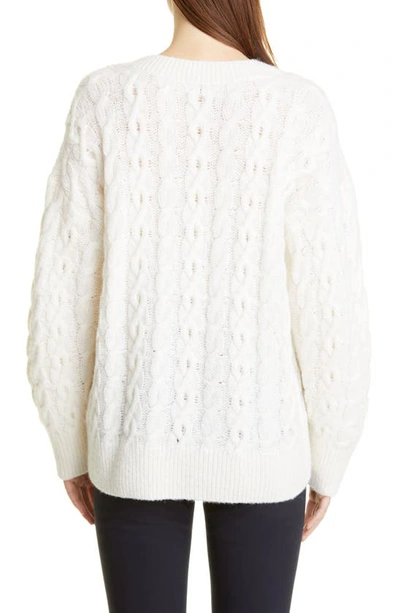 Shop Vince Lattice Cable Knit Wool & Alpaca Blend Sweater In Cream