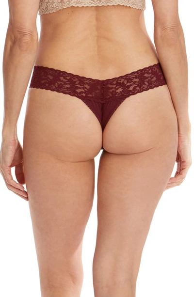 Shop Hanky Panky Stretch Cotton Low Rise Thong In Cabernet Red