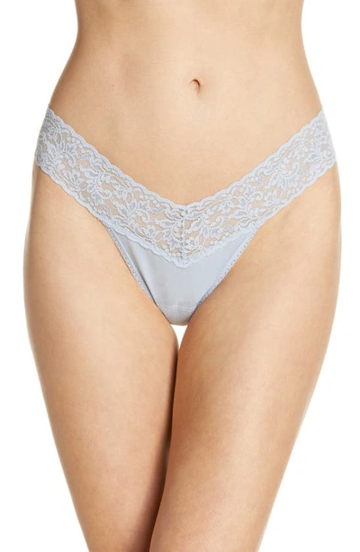 Shop Hanky Panky Stretch Cotton Low Rise Thong In Dove Grey