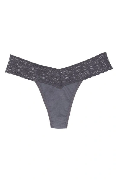 Shop Hanky Panky Stretch Cotton Low Rise Thong In Granite