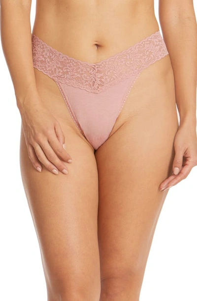 Shop Hanky Panky Stretch Cotton Original Rise Thong In Rooibos Beige