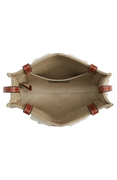Chloé Mini Woody Logo Strap Canvas Tote In White - Brown 1