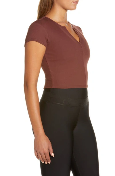 Ribbed Cropped Savvy Short Sleeve Top in Black by Alo Yoga