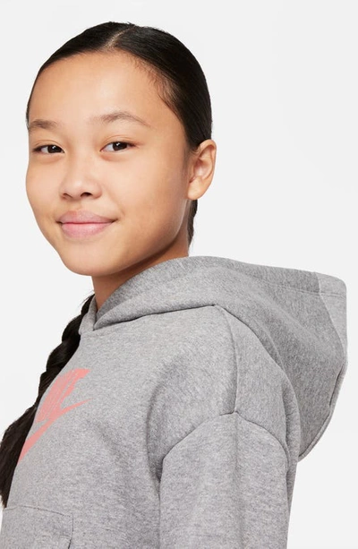 Shop Nike Sportswear Kids' Club Fleece Hoodie In Carbon Heather/ Pink Salt