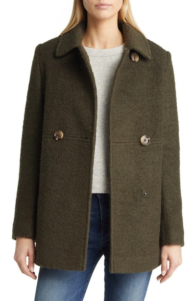 Shop Sam Edelman Double Breasted Bouclé Peacoat In Military Green