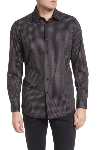 Shop Bugatchi Ooohcotton® Tech Geo Print Button-up Shirt In Black