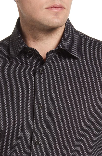 Shop Bugatchi Ooohcotton® Tech Geo Print Button-up Shirt In Black