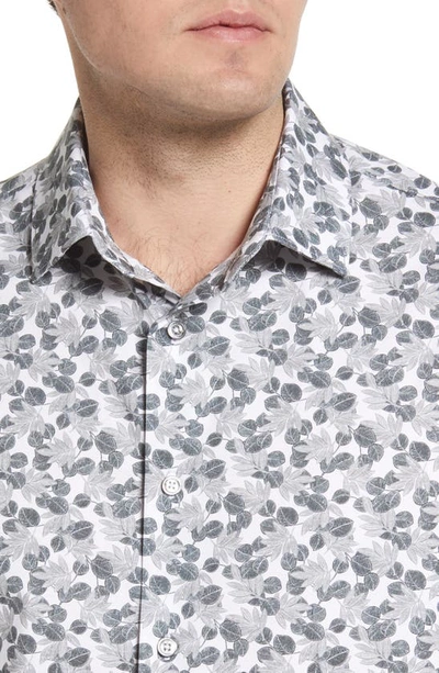 Shop Bugatchi Ooohcotton® Print Tech Short Sleeve Button-up Shirt In Chalk
