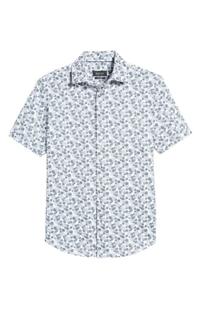 Shop Bugatchi Ooohcotton® Print Tech Short Sleeve Button-up Shirt In Chalk