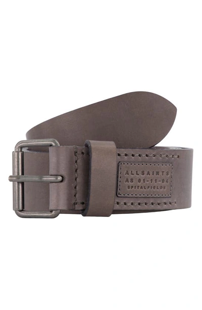 Allsaints Leather Belt In Flint Grey