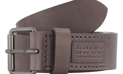 Allsaints Leather Belt In Flint Grey