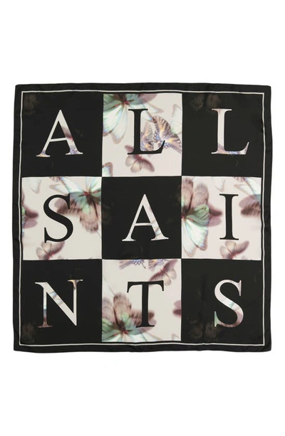 Shop Allsaints Checkerboard Silk Scarf In Black