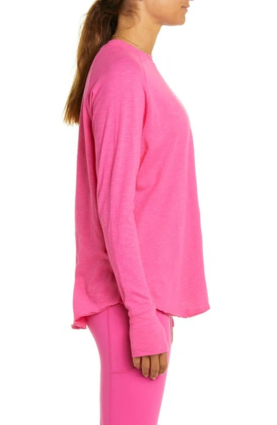 Shop Zella Relaxed Long Sleeve T-shirt In Pink Rouge