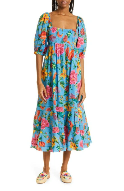 Farm Rio Toucans Garden Midi Dress In Blue | ModeSens