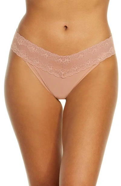 Shop Natori Bliss Perfection Thong In Clay Rose