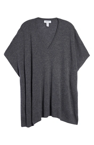 Nordstrom V-neck Wool & Cashmere Poncho In Grey Dark Heather