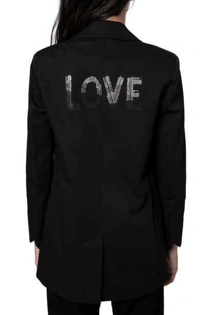 Shop Zadig & Voltaire Viva Love Stretch Cotton Blazer In Noir