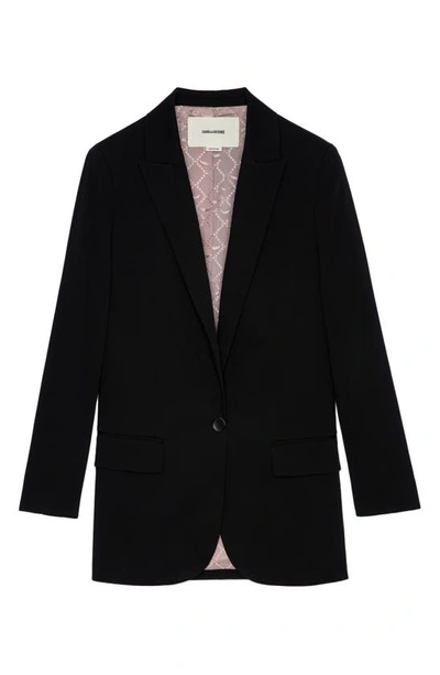 Shop Zadig & Voltaire Viva Love Stretch Cotton Blazer In Noir