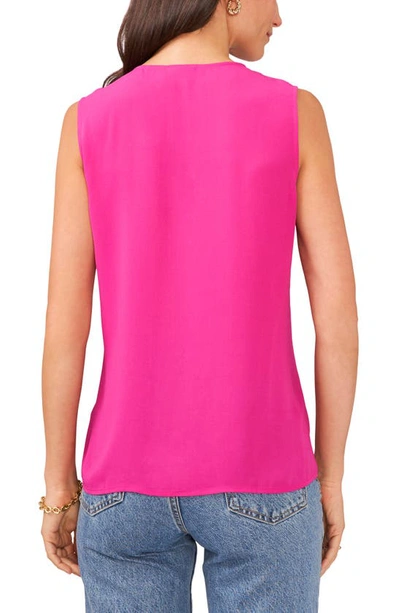 Shop Vince Camuto Ruffle Neck Sleeveless Georgette Blouse In Wild Petunia