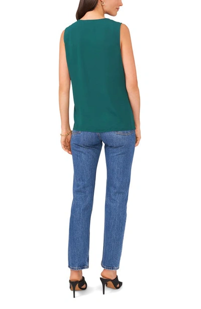 Shop Vince Camuto Ruffle Neck Sleeveless Georgette Blouse In Rich Spruce