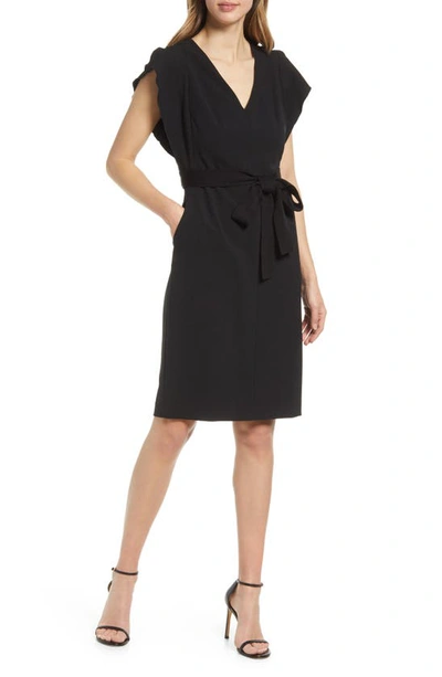 Shop Eliza J Ruffle Sleeve Sheath Dress In Black