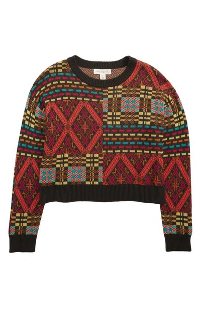 Shop Treasure & Bond Kids' Cotton Patchwork Sweater In Black Raven Patchwork