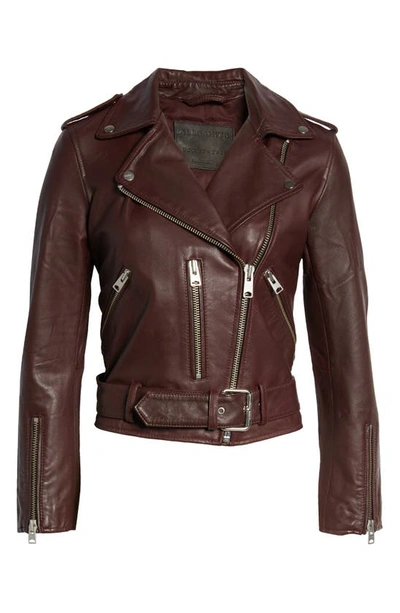 Shop Allsaints Balfern Leather Biker Jacket In Deep Berry