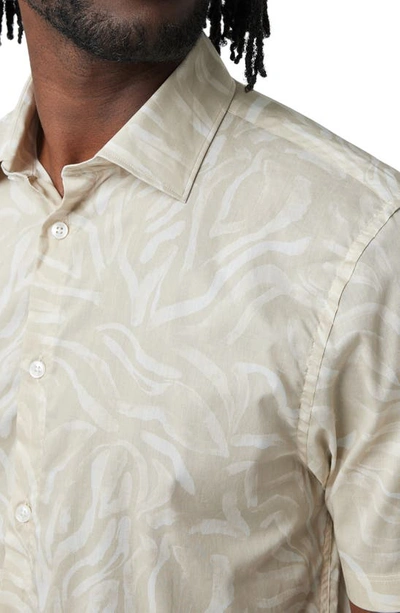 Shop Good Man Brand Big On-point Short Sleeve Stretch Organic Cotton Button-up Shirt In Peyote Painterly Zeb