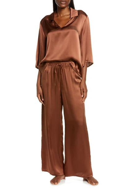 Nordstrom Romantic Washable Silk Pajamas In Brown Mink