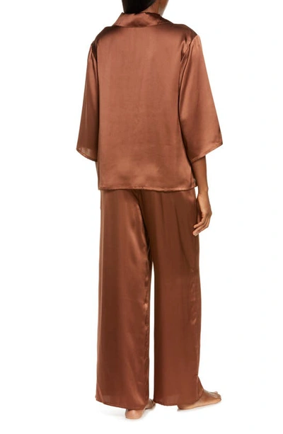 Nordstrom Romantic Washable Silk Pajamas In Brown Mink