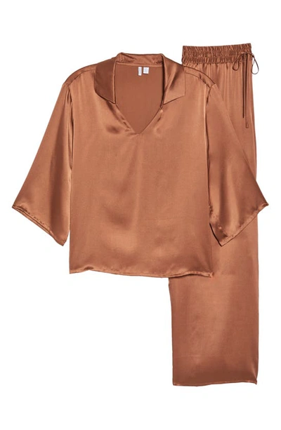 Nordstrom Romantic Washable Silk Pajamas In Brown Mink