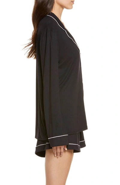 Shop Nordstrom Moonlight Long Sleeve Stretch Modal Short Pajamas In Black