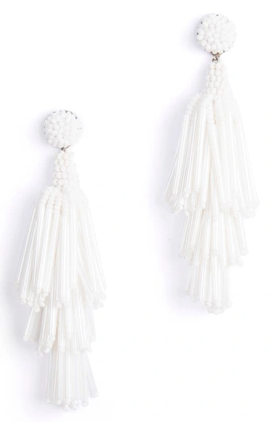 Shop Deepa Gurnani Rain Tassel Earrings In White