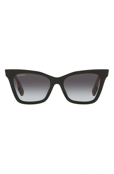 Shop Burberry 53mm Irregular Square Sunglasses In Black/ Grey Gradient Blue