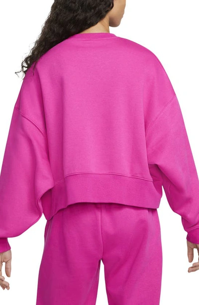 Shop Nike Sportswear Essential Oversize Sweatshirt In Active Pink/ White