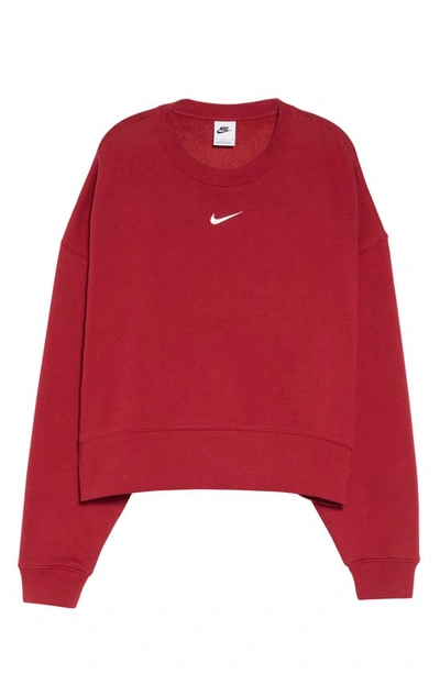 Shop Nike Sportswear Essential Oversize Sweatshirt In Pomegranate/ White
