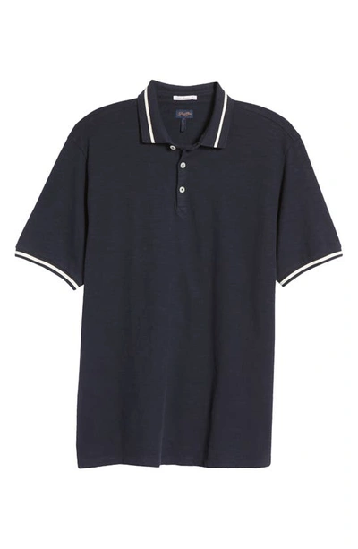 Shop Good Man Brand Match Point Tipped Slub Short Sleeve Polo In Sky Captain