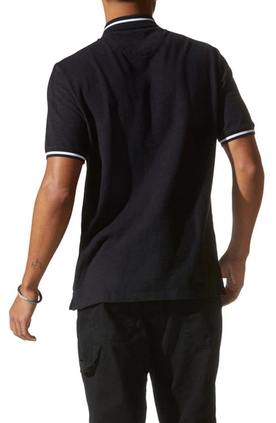 Shop Good Man Brand Match Point Tipped Slub Short Sleeve Polo In Black
